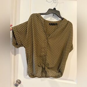 NY & Company Polka Dot Tie Front Blouse – Size L